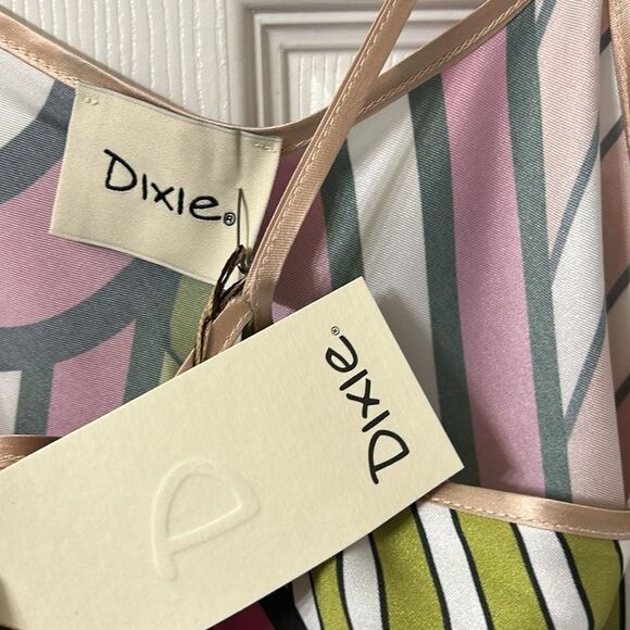 Dixie Collection Printed Green & Pink Mini Lightweight Sleeveless Dress(Size XS) - Picture 8 of 8